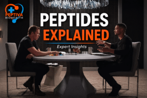 Peptides explained podcast with Dr Alex Tatem and Steven Bartlett discussing how peptides work and research insights
